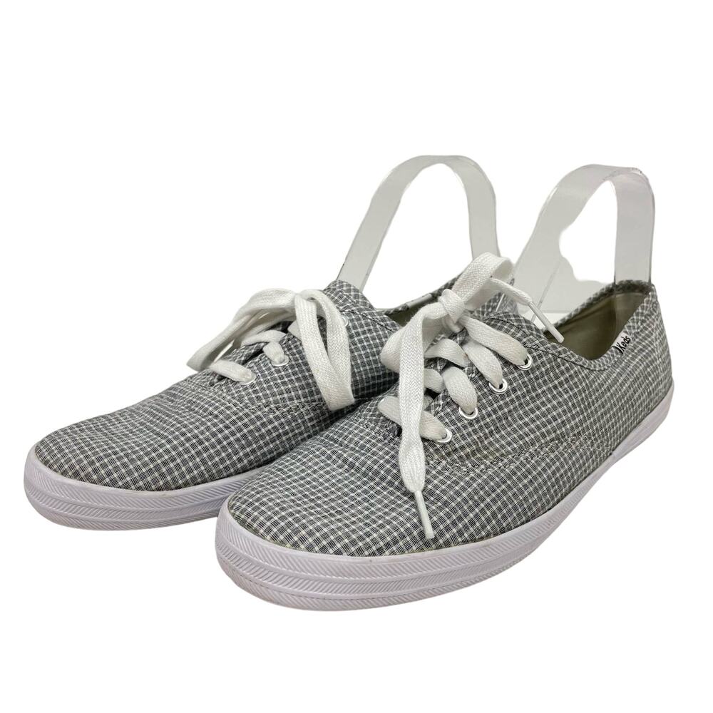 Keds Champion Originals Black & White Seersucker Plaid Lace Up Casual Sneakers